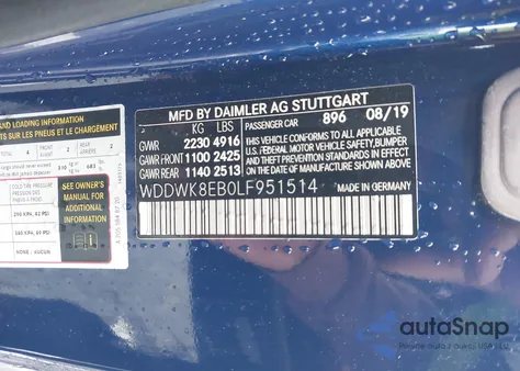 2020 Mercedes-Benz C 300 4Matic z USA, uszkodzony, nr VIN WDDWK8EB0LF951514